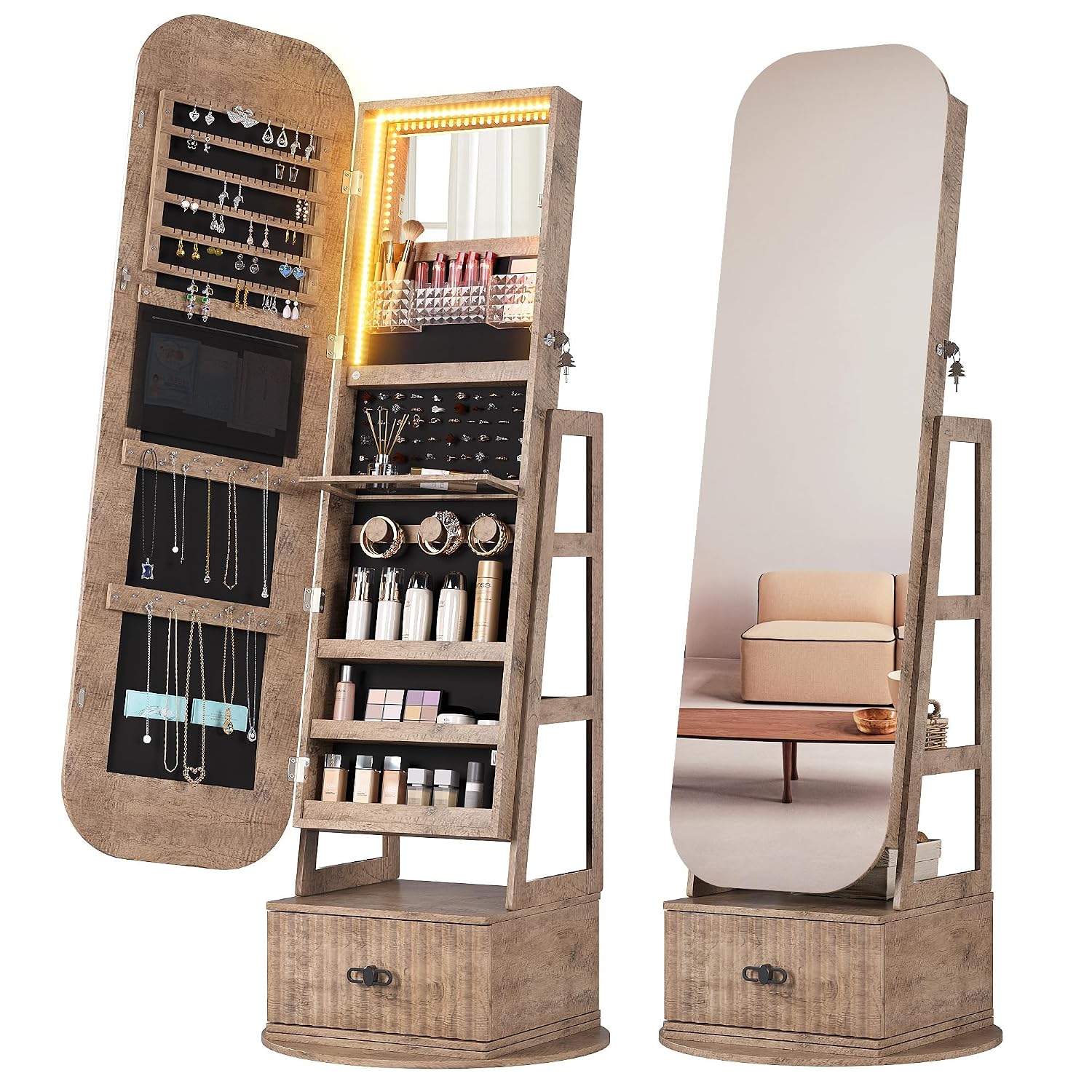 Full Length Mirror Jewelry Armoire - Organizzatori per gioielli con specchio a