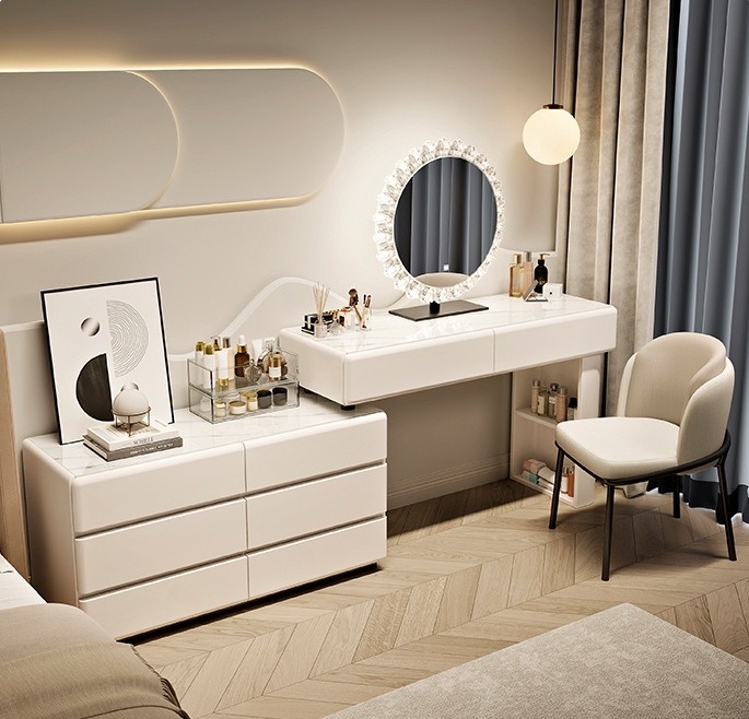 Dressing Table Vanity With Lighted Mirror - # Toeletta Moderna Europea in Legno