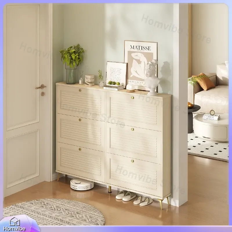 Shoe Rack Cabinet Narrow Entryway - Scarpiera Ultra Sottile in Legno Massello,