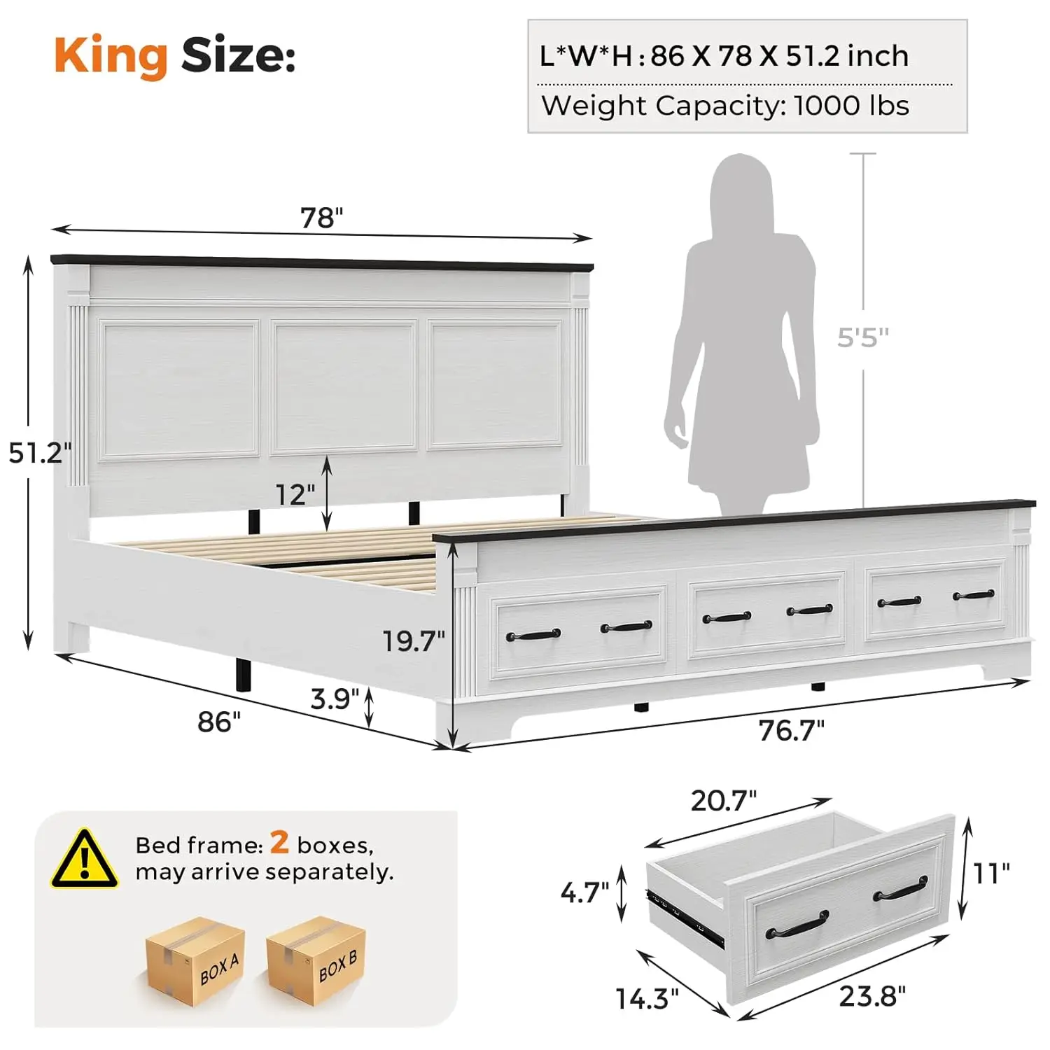 Struttura letto matrimoniale i - King Size Bed Frame With Storage Drawers recensione e prezzo