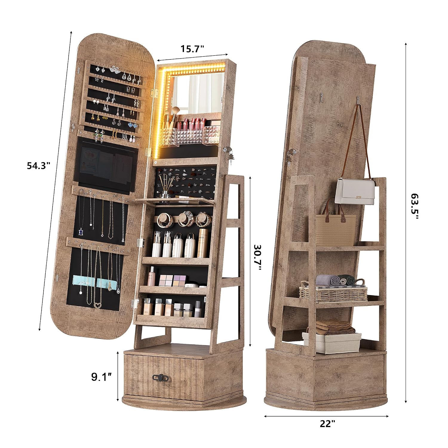 Organizzatori per gioielli con - Full Length Mirror Jewelry Armoire recensione e prezzo