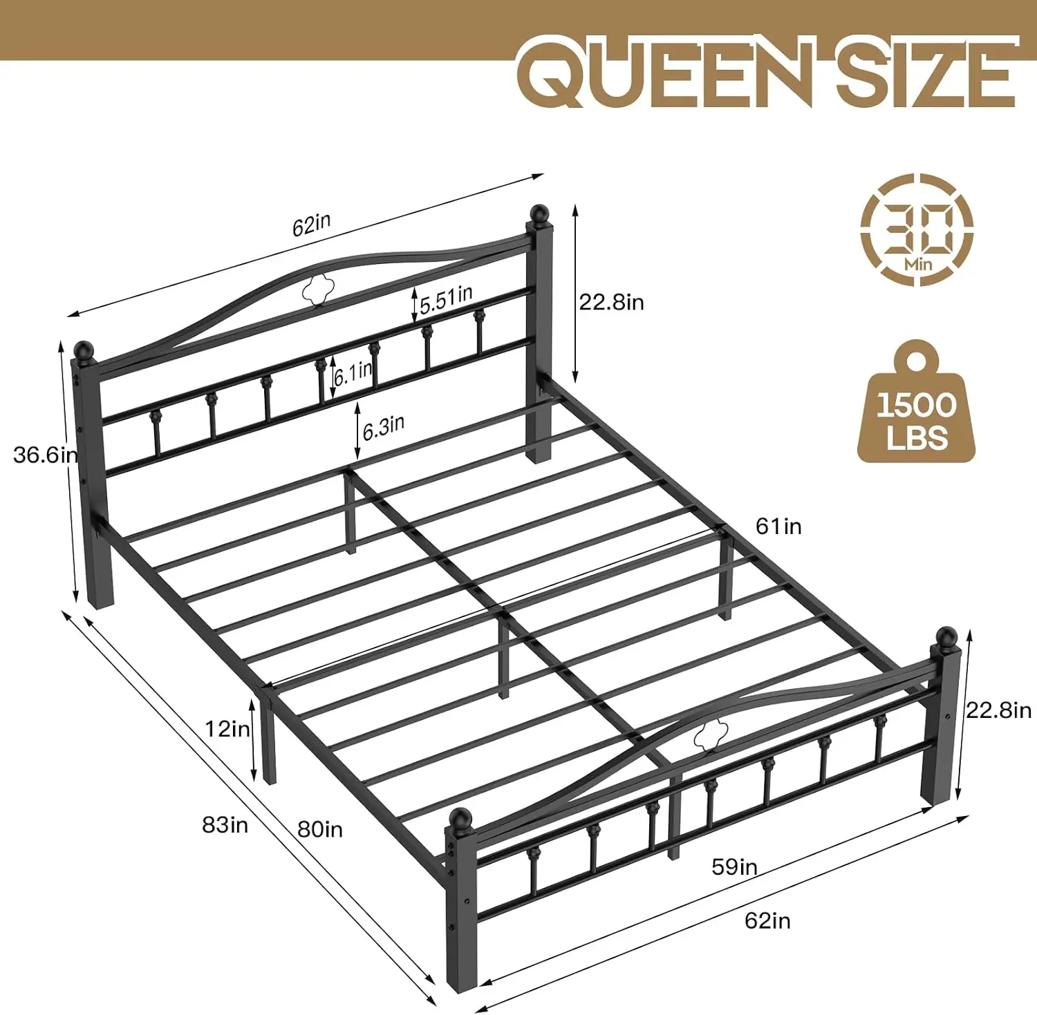 Letto matrimoniale in metallo  - Canopy Bed Frame Metal Queen recensione e prezzo