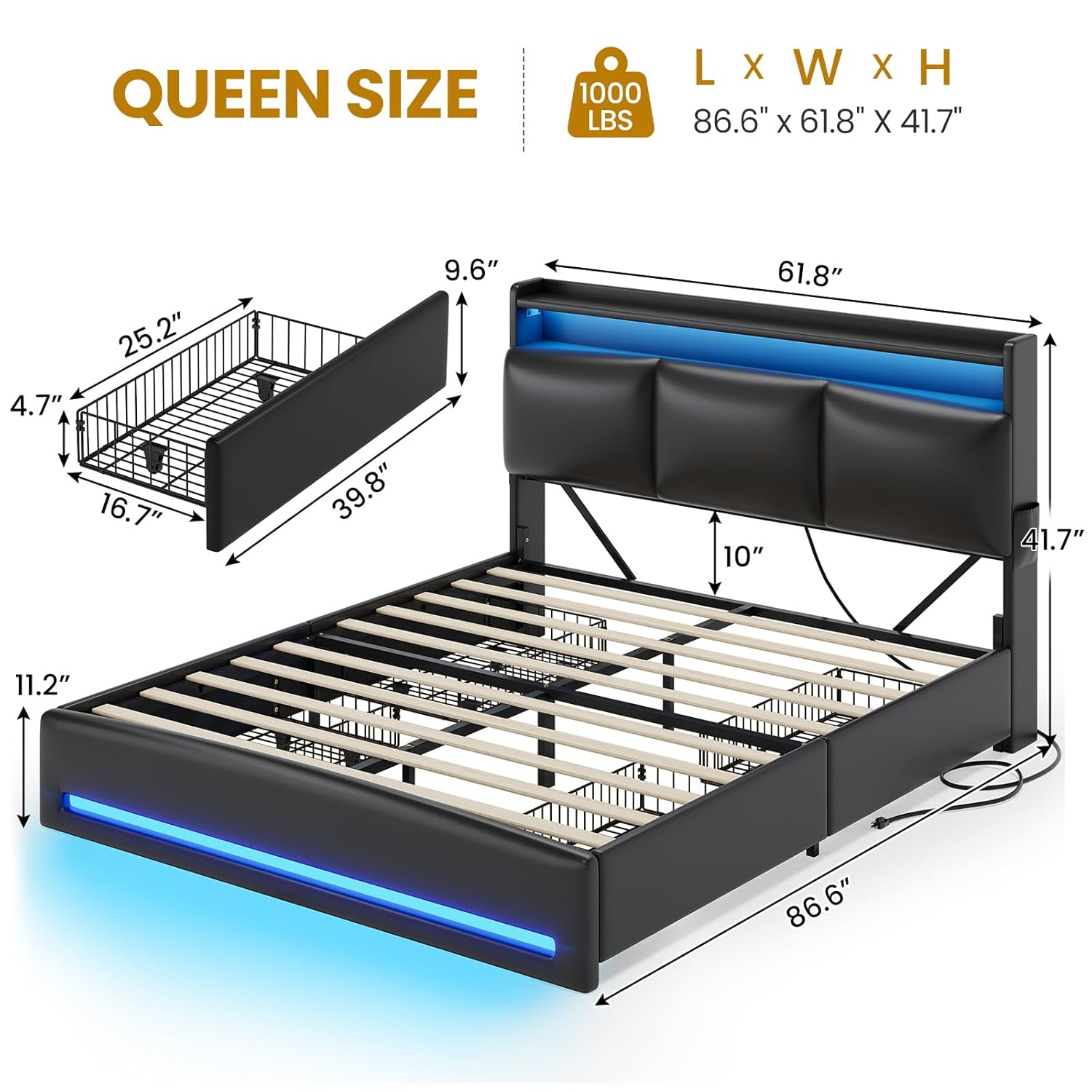 Letto matrimoniale con testier - Canopy Bed Frame Metal Queen recensione e prezzo