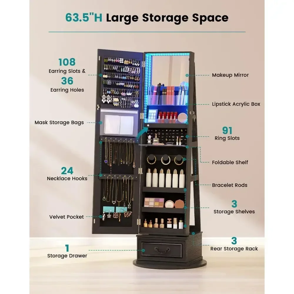360 °   Armadio portagioielli  - Full Length Mirror Jewelry Armoire recensione e prezzo