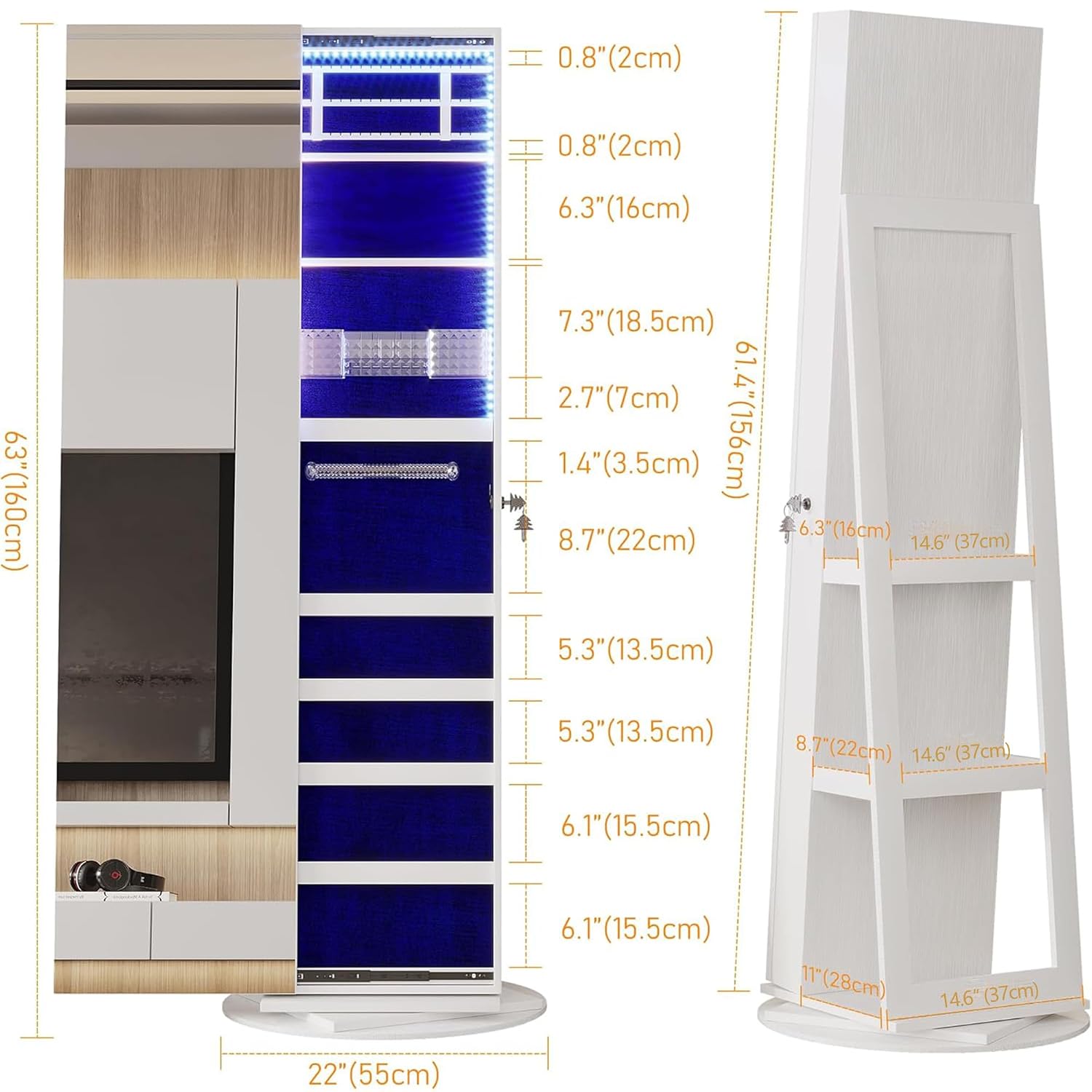 360 °   Armadio portagioielli  - Full Length Mirror Jewelry Armoire recensione e prezzo